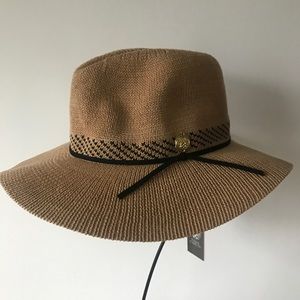 Vince Camuto Camel Packable Knitted Panama Hat